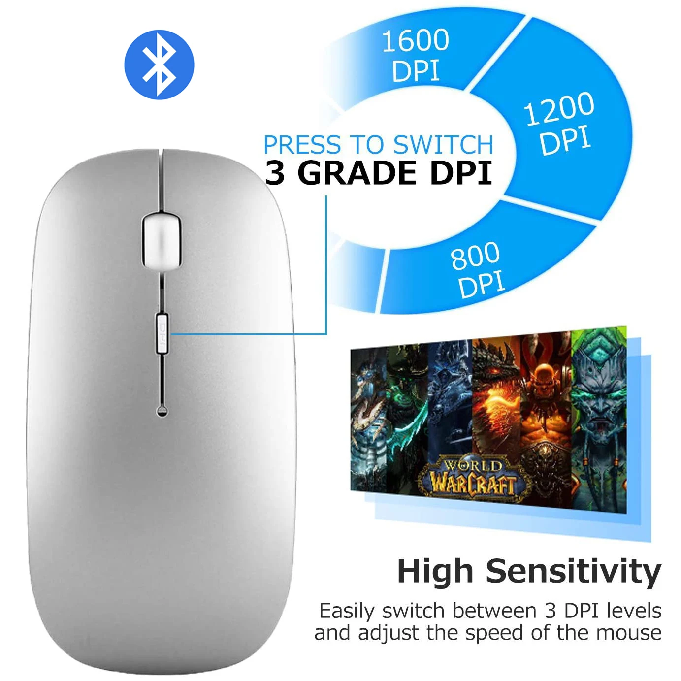 German QWERTZ Layout Bluetooth Keyboard Mouse Combo Ultra-Slim Mute Wireless Bluetooth Mouse for iPad iPhone iOS Android Windows