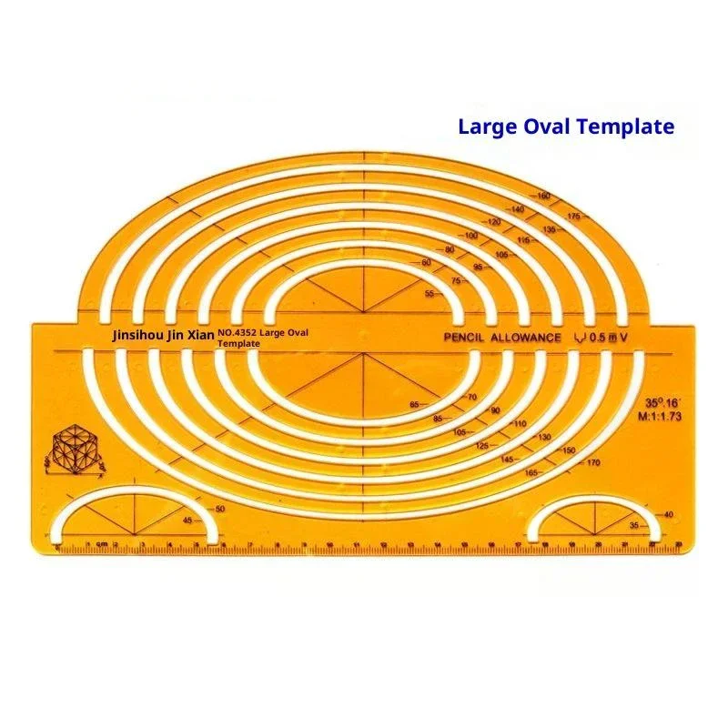 Template Measuring Ruler Circular Oval Ruler Durable K Resin Drawing Design Furniture Architect Template Drafting Ruler