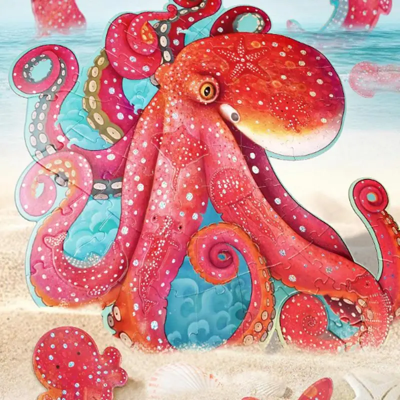 Glitter Floor Puzzle Glitter Octopus Floor Puzzle Cute Children Puzzle Toy Animal Floor Puzzle For Home Kindergarten Nursery