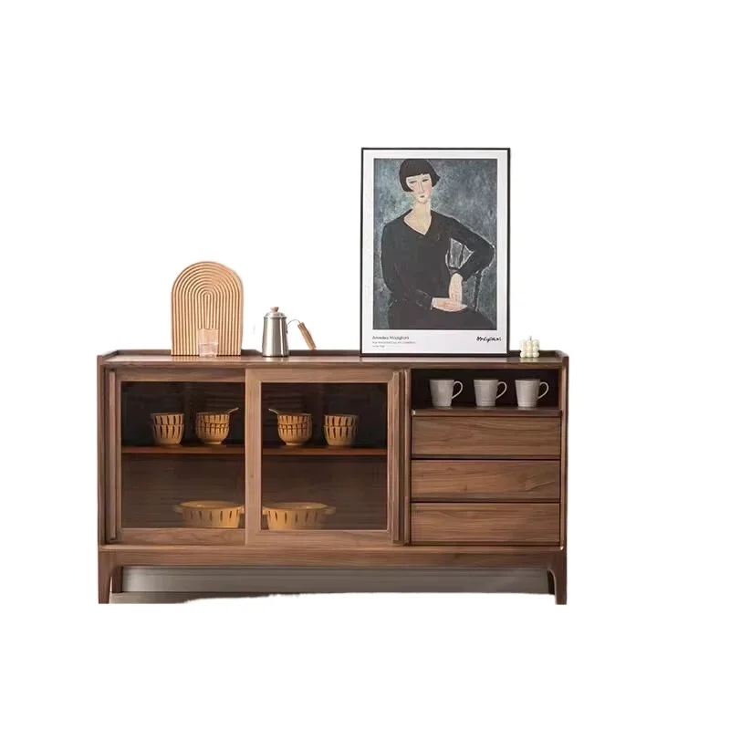 

~New Chinese-style black walnut dining side cabinet, Zen porch , foyer , tea cabinet, solid wood modern