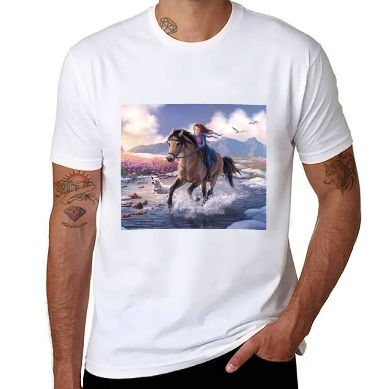 

StarStable Horse Wallpaper T-Shirt t shirt for man 100 percent cotton mens graphic t shirts T-Shirt
