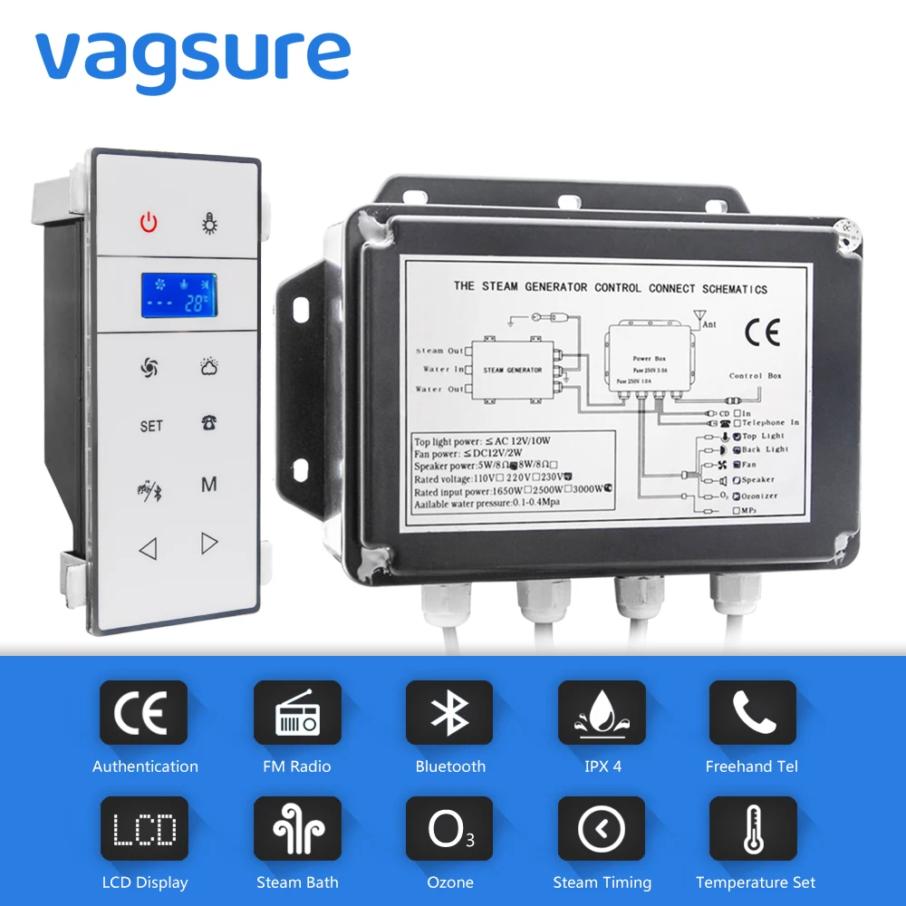 Certificou o Vapor Molhado da Sauna do Gerador de Vapor do Chuveiro Preto com Tempo & Ajuste de Temperatura Ipx4 à Prova Impermeável Água 3kw ac 220v ce