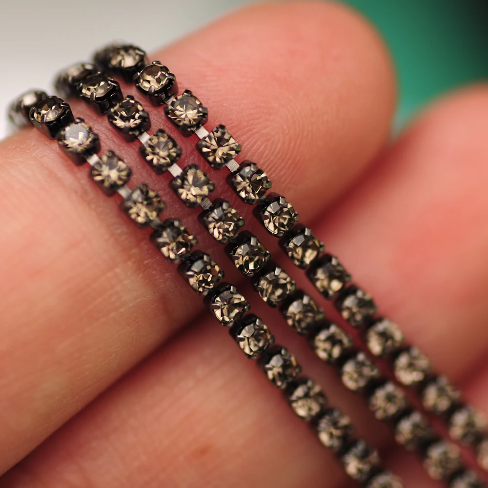 10m Goldboden Glitzer-Glas-Kristall-Strass-Kette zum Aufnähen für DIY-Schmuck, Näharbeiten und Bekleidungszubehör – Detail 19