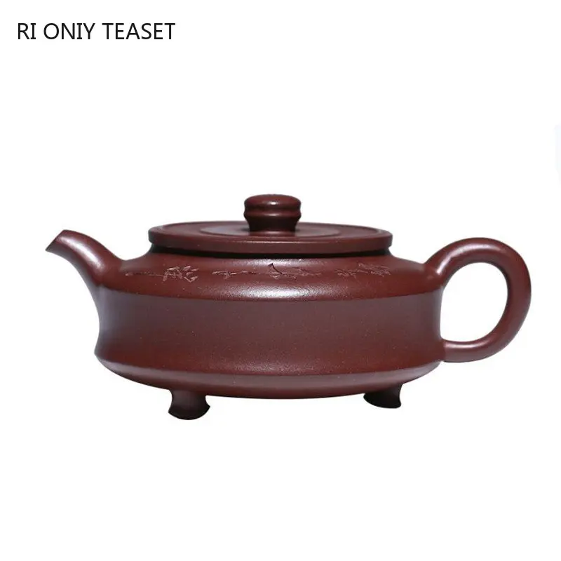 

250ml Yixing Purple Clay Teapots Famous Artists Handmade Triangular Shape Tea Pot Beauty Kettle Chinese Zisha Tea Set Teaware