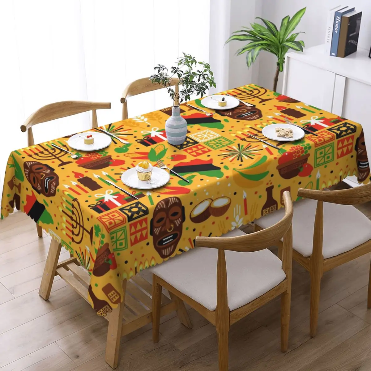 Customized African Woman Abstract Art Rectangular Tablecloth Oilproof Table Cloth Table Covers