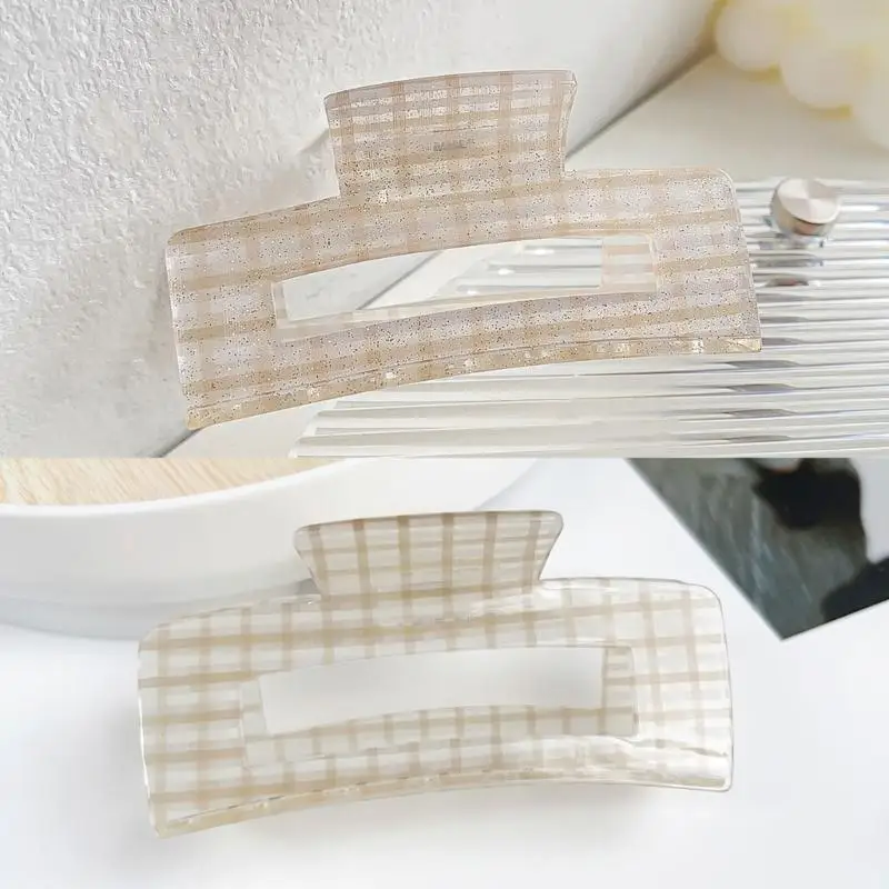 

A52E Современная клетчатая акриловая заколка для волос Корейский простой дизайн Головные уборы Стайлинг