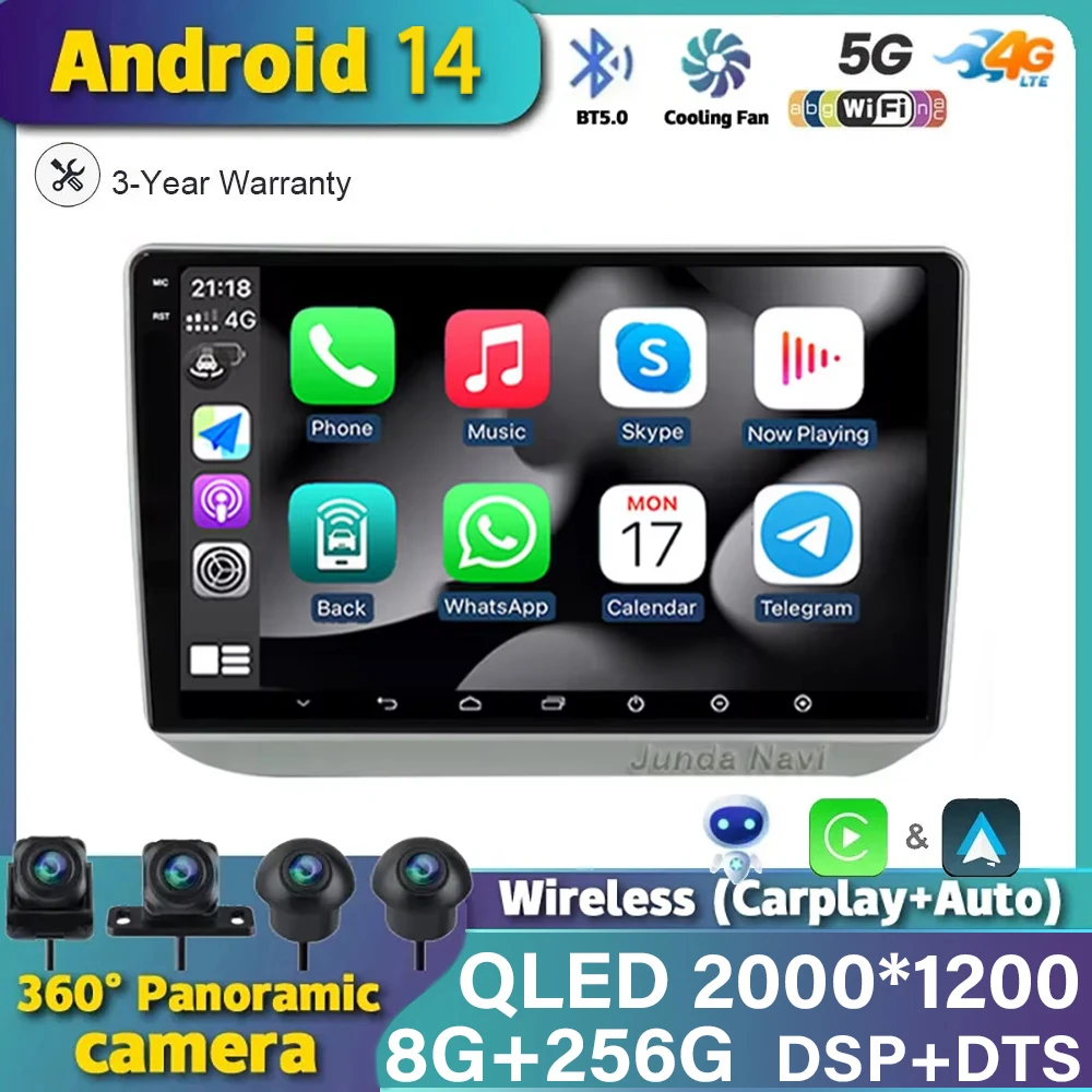 Android 14 Car Radio For Skoda Fabia 2008-2013 Multimedia Video Player Navigation GPS Carplay Intelligent System 360 Camera QLED