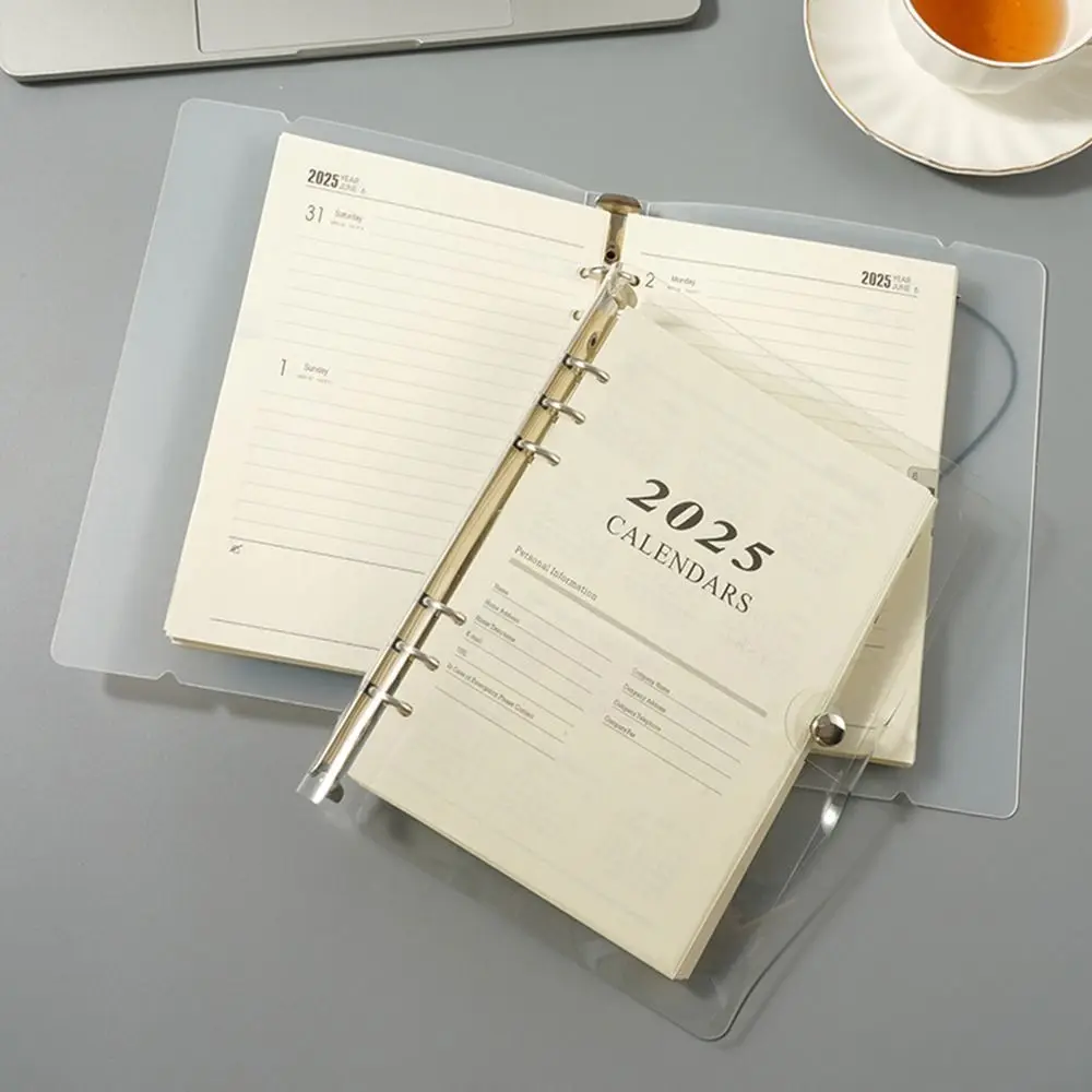 2025 Loose Leaf Notebook 6 Ring Binder Covers Thick Paper Spiral Note Pads Snap Button Closure Elastic Tie Straps