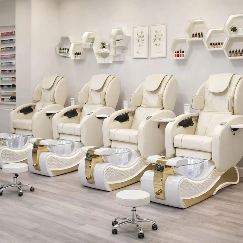 

Electric Professional Adjustable Seat Massage Pedicure Chair For Nail Salon With Foot Spa Tub
