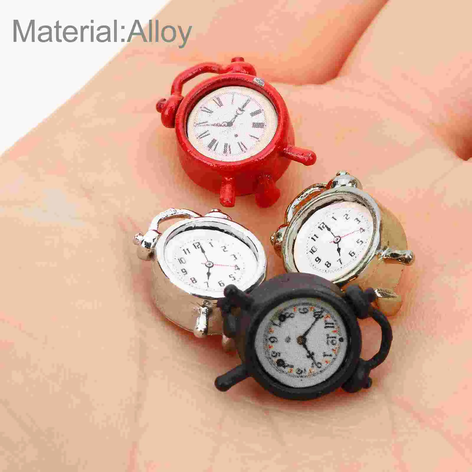 Mini reloj Digital de pared para niños, adorno en miniatura, alarma, juguete para bebés y niños, relojes pequeños de aleación, accesorio para dormitorio, 4 Uds.