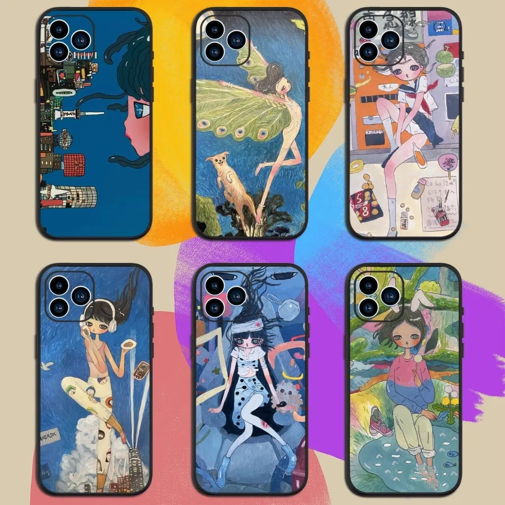 Art Aya Takano Phone Case For iphone15 14 13 12 11 Pro Max Mini X 7 8 Soft Case