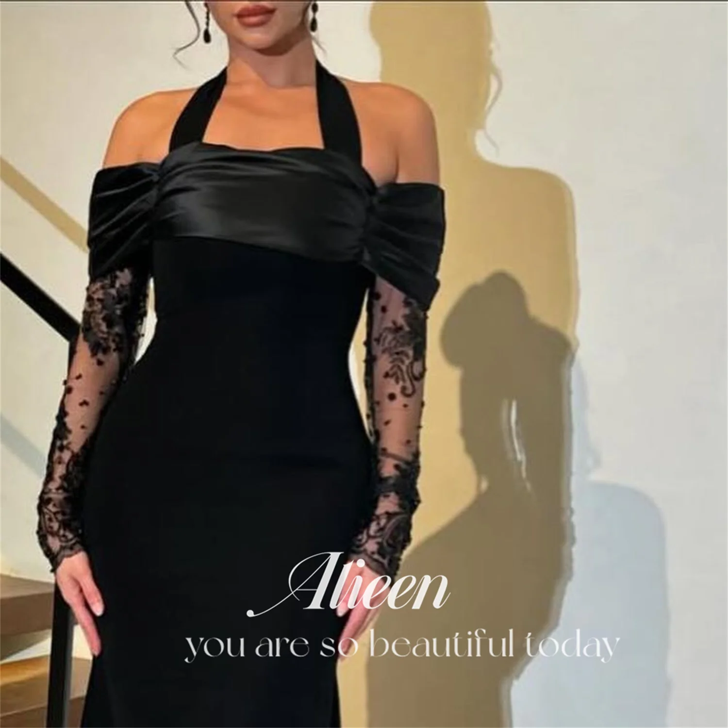 Aileen Mermaid damska suknia wieczorowa kobieta Off-shoulder luksusowe damskie suknie wieczorowe na specjalne okazje czarny dostosowane