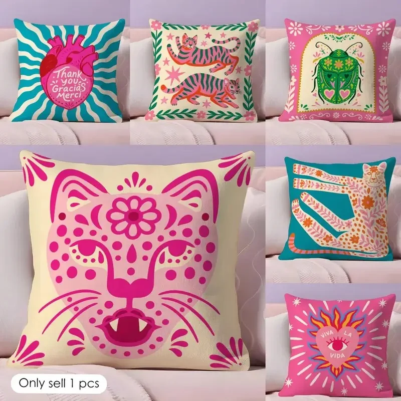 4PCS  Soft Short Plush Leopard Palm Tree Cushion Cover Boho Nordic Double-Sided Print Pillow Case for Sofa Bedroom Home Decor