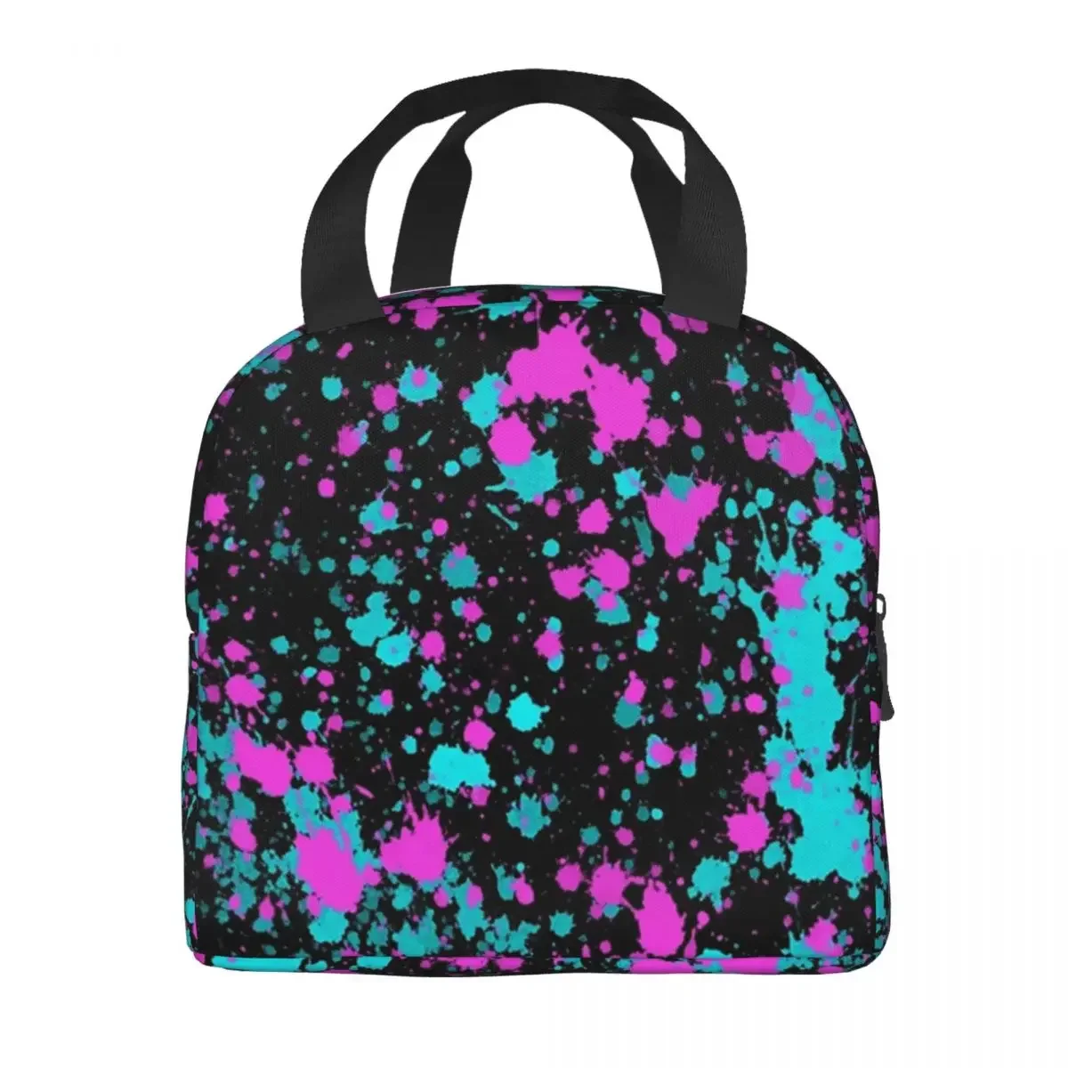 Colorful Neon Paint Splatters Insulated Lunch Bag for Outdoor Picnic Artist Graffiti Art Thermal Cooler Bento Box Women Kids