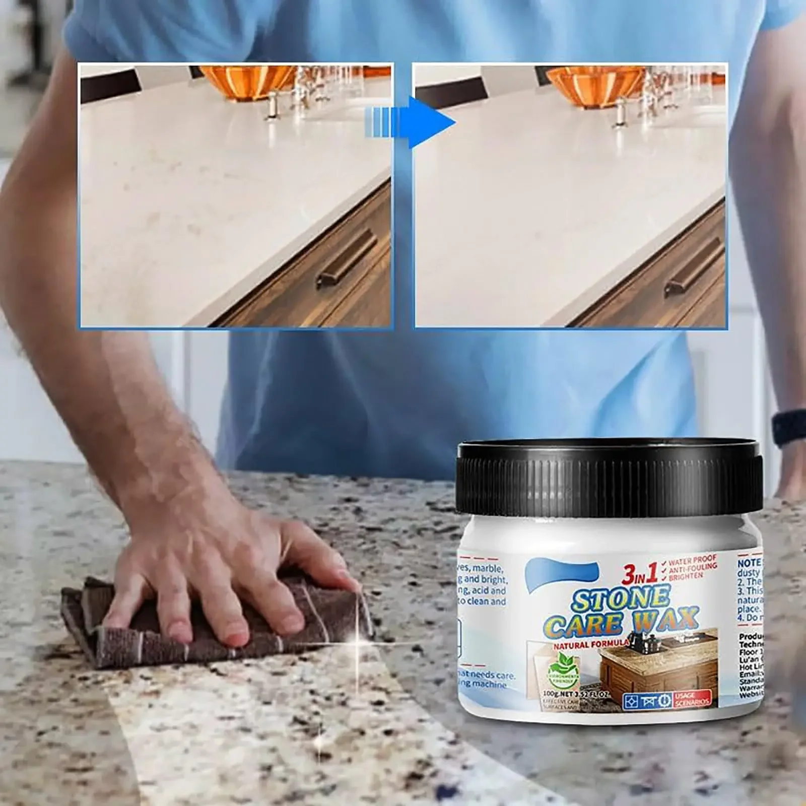 

Marble Floor Polishing Kit Powerful Deep Decontamination Polisher Natural Stone Wax for Home Bathroom Granite Maintenance Waxing