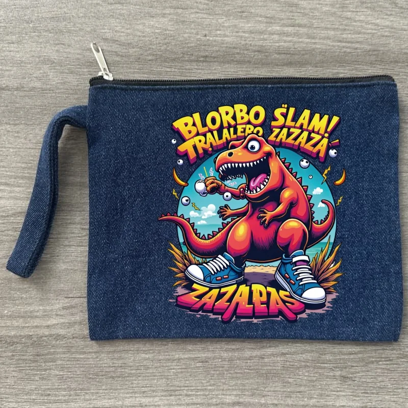 

Brainrot Meme Tralalero Tralala Women Small Canvas Makeup Bag Travel Denim Cosmetic Pouch Toiletry Bag for Kit Organizer Bags