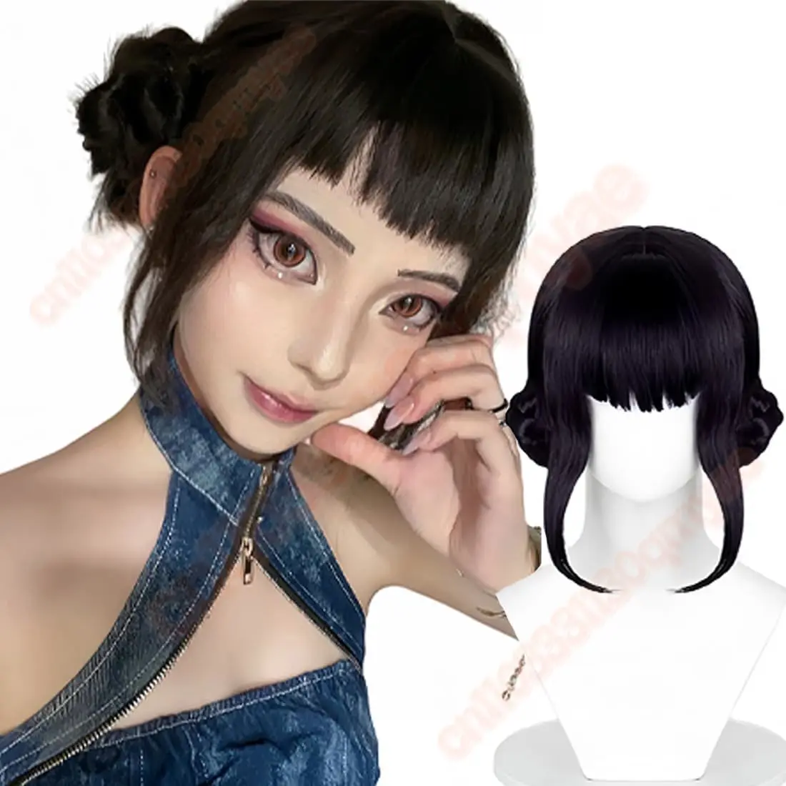 Kpop zoey cosplay perucas femininas halloween mostrar demônio caçadores peruca cosplay resistente ao calor cabelo sintético festa zoey peruca + peruca boné