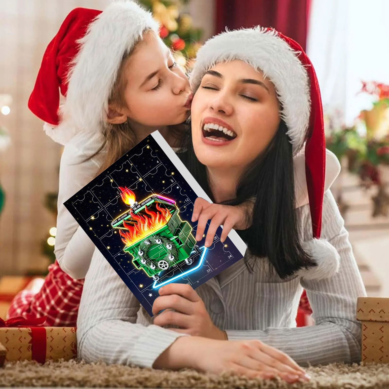 Verre d'heure avec sable, calendrier de compte à rebours de noël de 5 minutes et 24 jours pour poubelle, feu de 24 jours, horloge de jeu Surprise de compte à rebours de noël