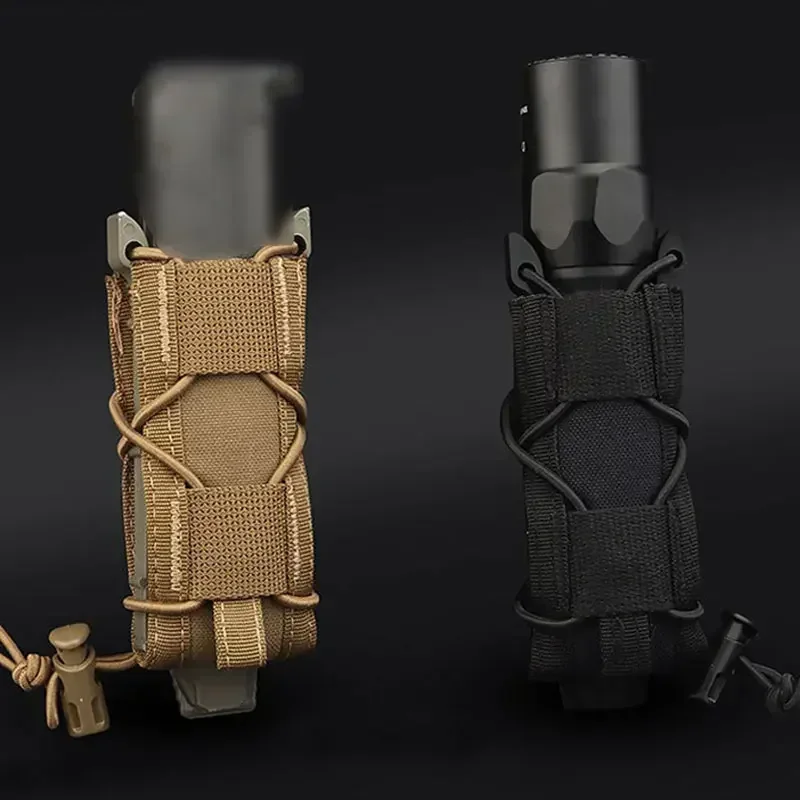 Bolsa táctica para cargador de pistola de 9MM, bolsa Molle para linterna, soporte para linterna, funda cuchillo de caza