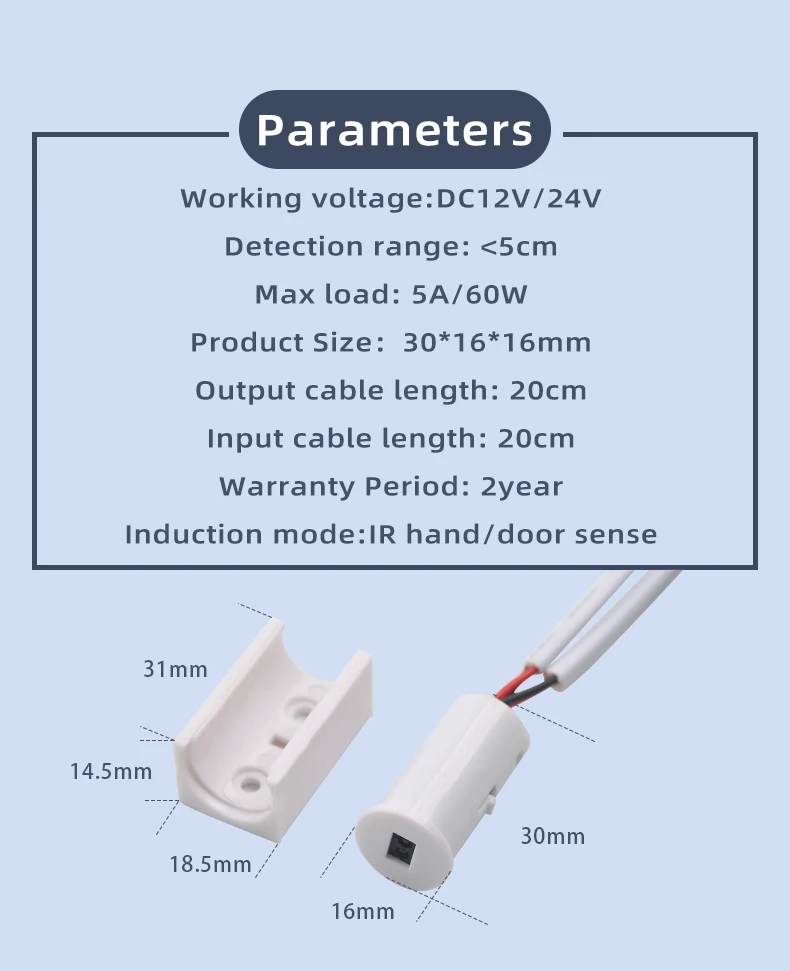 DC 12V 24V Schranktür-Sensor-Schalter, Infrarot-Handwellensensor, LED-Lichtdimmer, geeignet für Möbelbeleuchtung – Detail 5