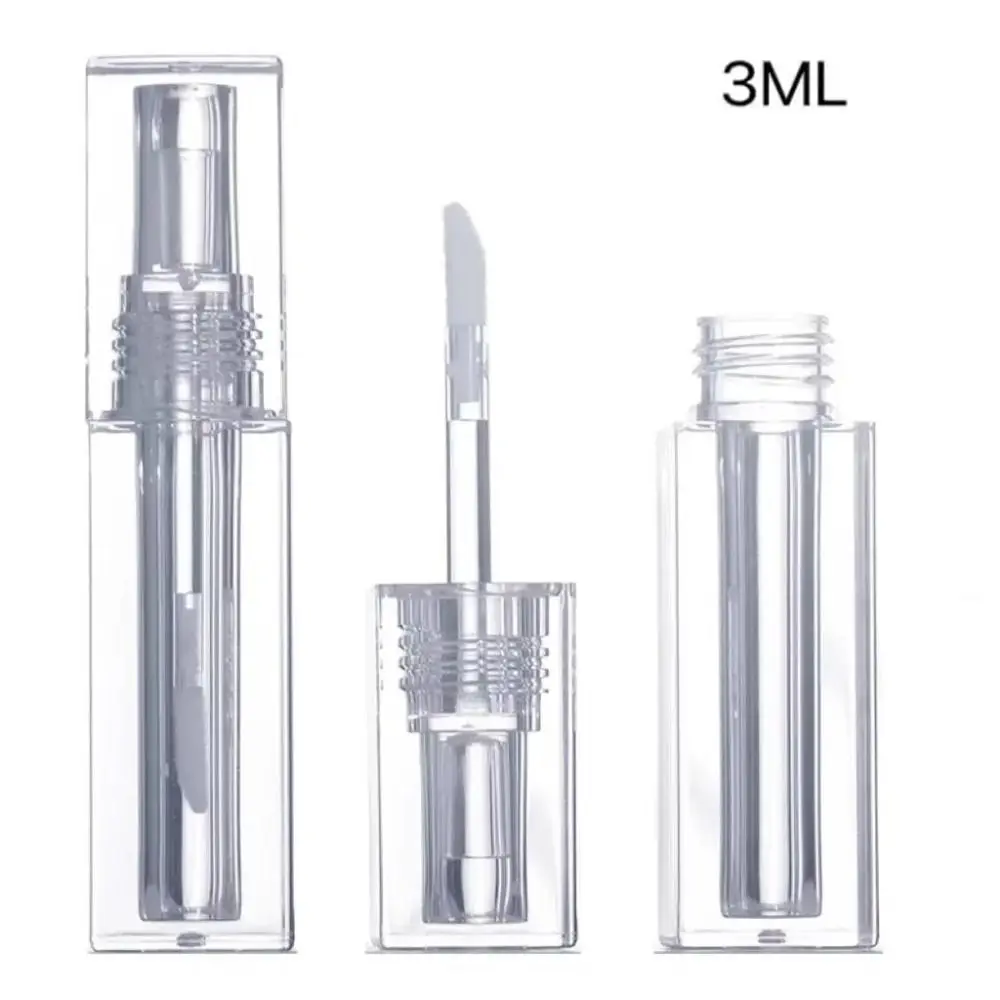 Plastic Doorzichtige Lip Glazuur Buis Draagbare Transparante Vierkante Lege Lipgloss Fles Lippenbalsem Accessoire 3Ml Lip Glazuur Tubes