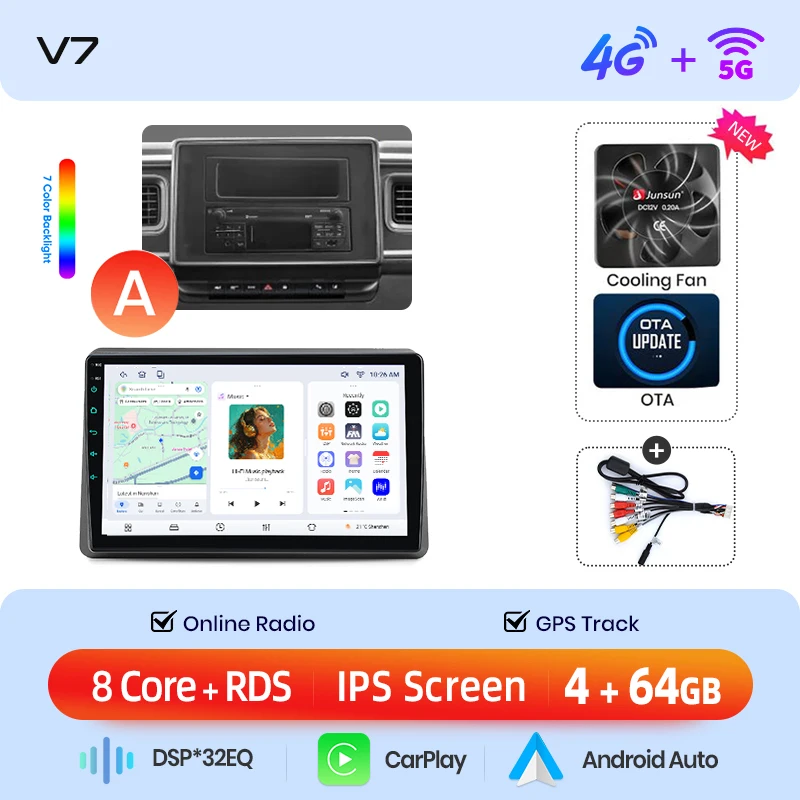 Junsun draadloze CarPlay Android Auto autoradio voor Renault Master 3 / Nissan NV400 / Opel Movano B (X62) 2010-2021 met ingebouwde koelventilator, Android GPS navigatie, multimediaspeler, WiFi, DSP,