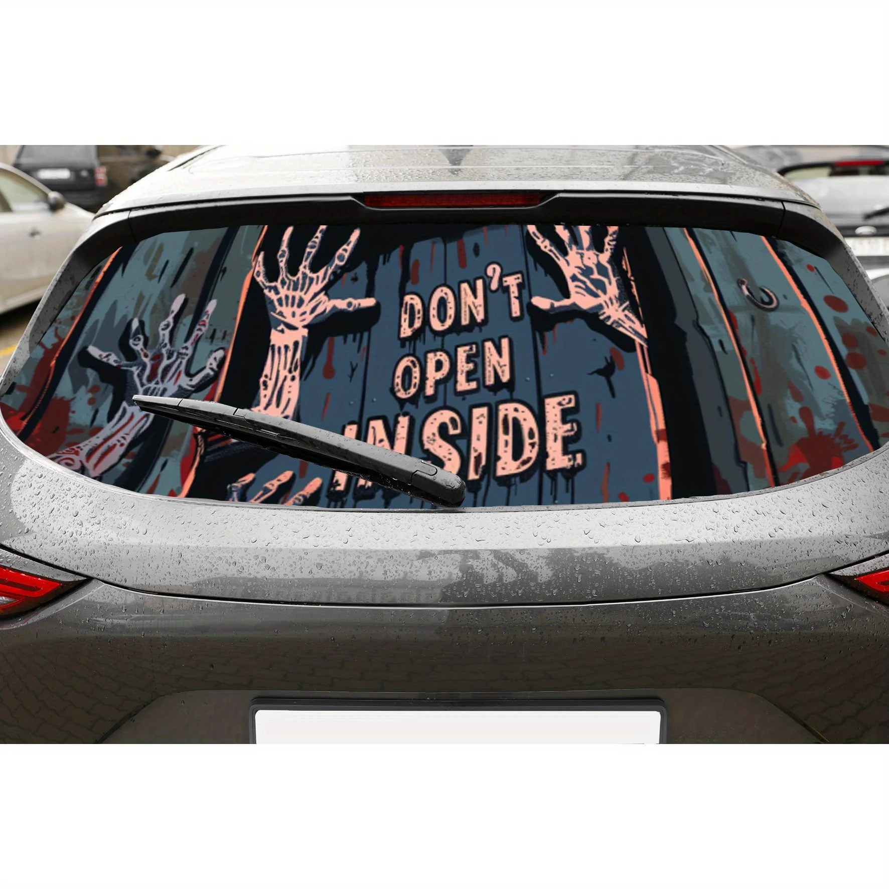 

Zombie Theme Art PVC Perforated Car Vinyl Wraps, Privacy Enhancing Design for Rear Window, Car Rear Windshield Sticker for Most