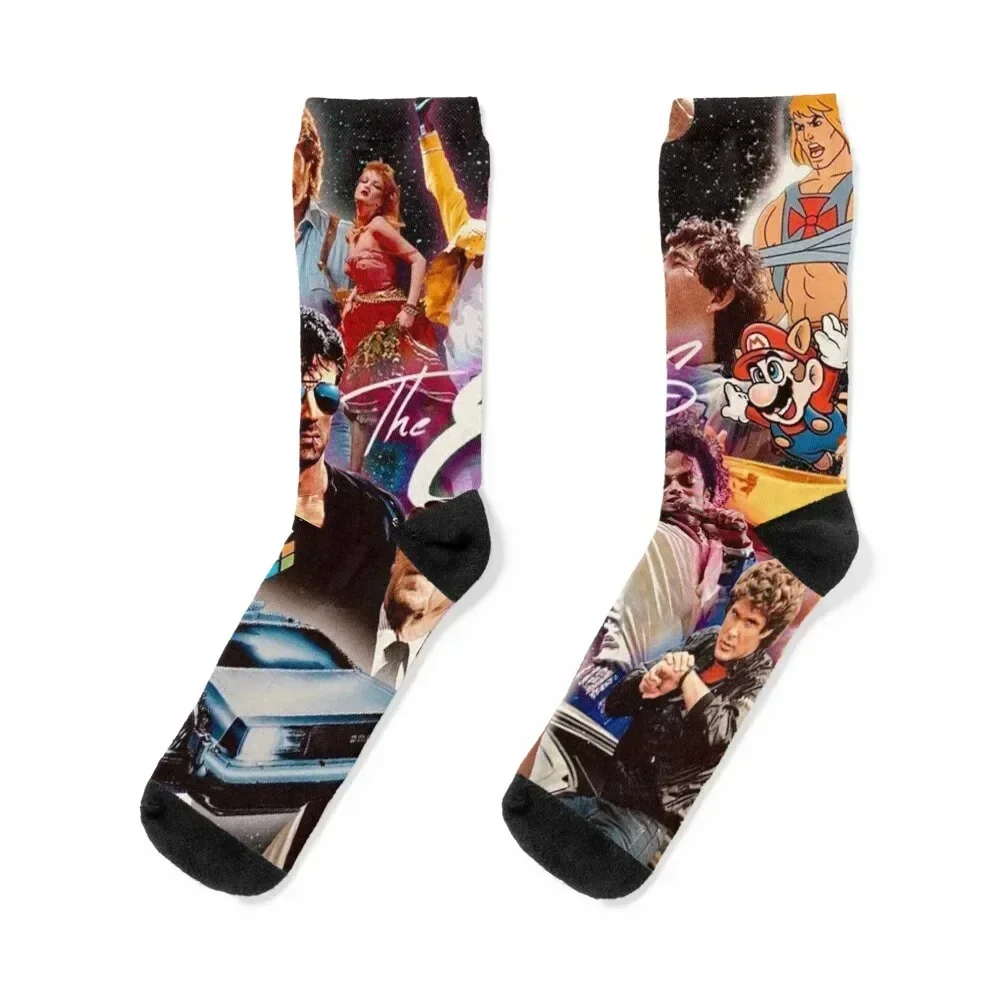 

The 80s Pop Culture Socks cartoon floral christmas stocking Antiskid soccer Socks Men Women's