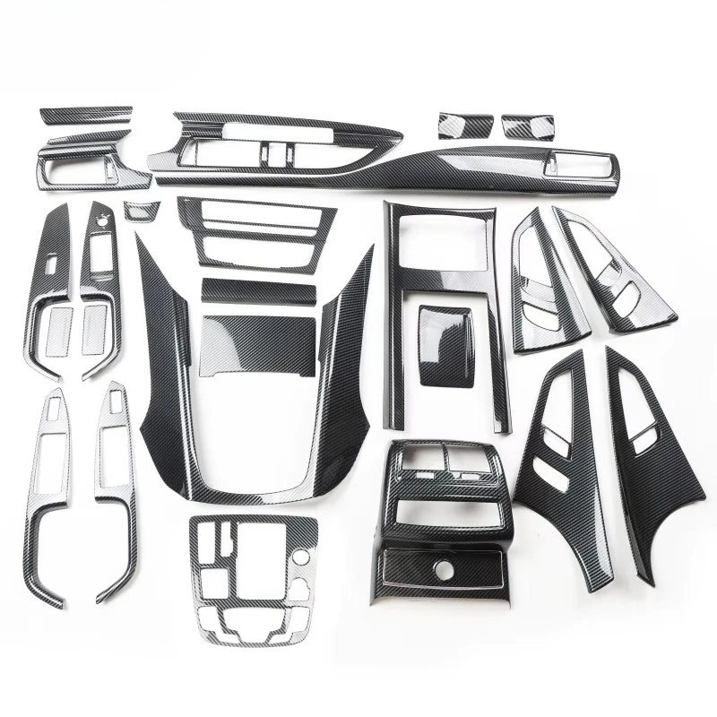 Full Set Black Carbon Fiber Pattern Interior Overlay Trim Kit Dashboard Gear Shift Frame For Audi A7 2009-2018 Left Hand Drive