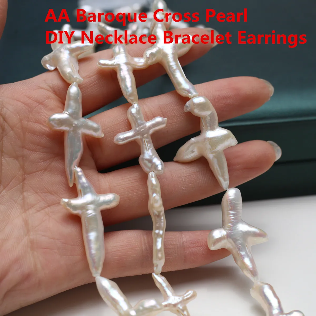 

AA Baroque Pearl Natural Freshwater Cross Pearl For Jewelry Making DIY Necklace Earrings Bracelet Accessory Length 36cm