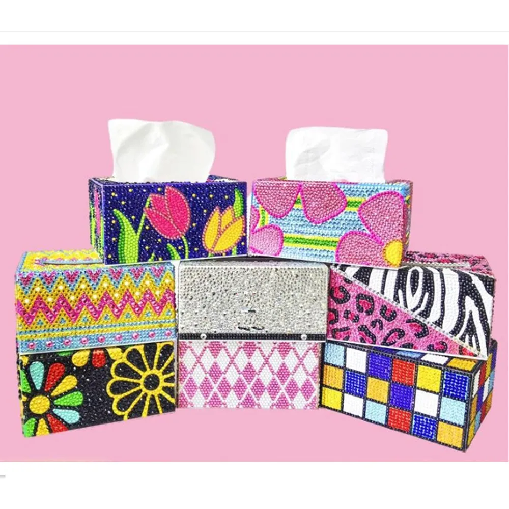 5D DIY Diamond Painting Square Tissue Box Handmade Tissue Dispenser Christmas Decoration Special Shaped Drill Storage Box Gift