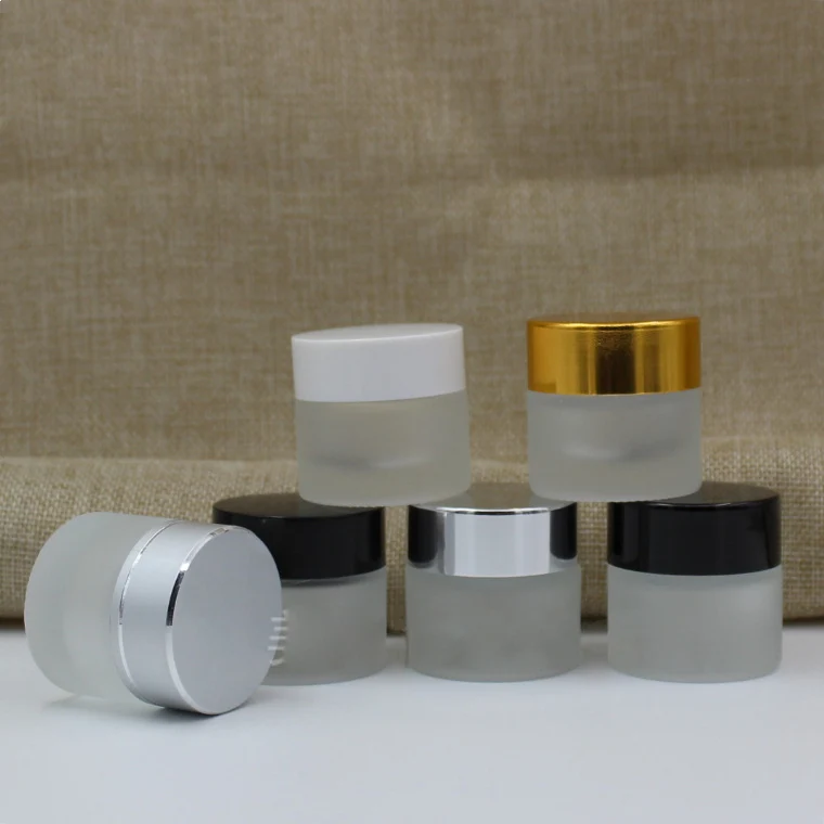 5G frosted  glass jar/bottle pot wooden shape lid gel/eye cream/sample/art nail/skin care/essence/moisturizer cosmetic packing