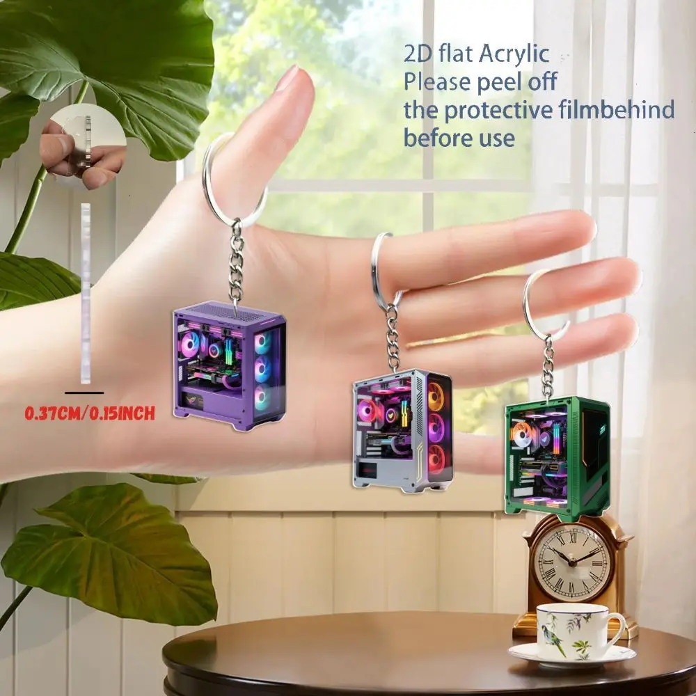 Computer Pattern Keychain 2D Acrylic Pendant Colorful Office Supplies Decoration Car Rearview Mirror Accessory Hanging Ornaments