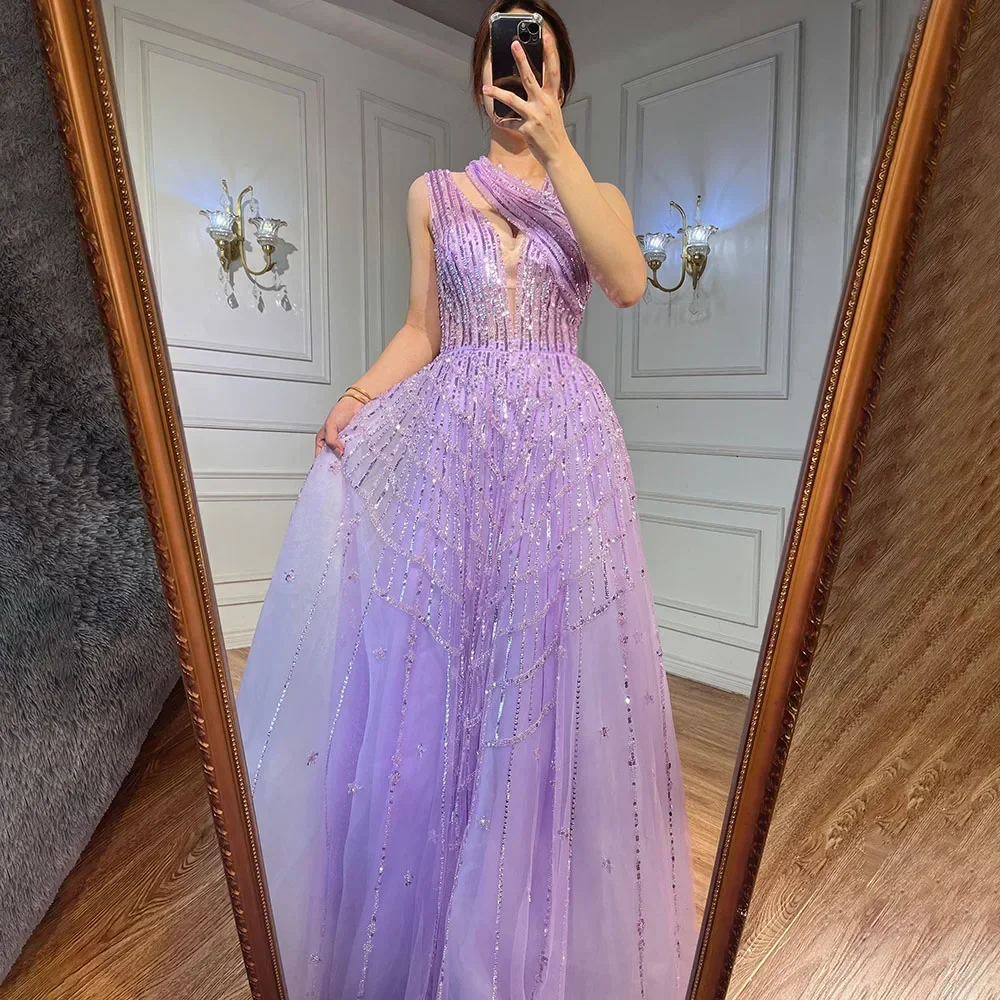 Serene Hill Luxury Beaded Dubai Lilac Evening Dress: The Perfect Semi-Formal Choice for Women in Serene Hill Luxury Beaded Dubai Lilac Evening Dress: The Perfect Semi-Formal Choice for Women in