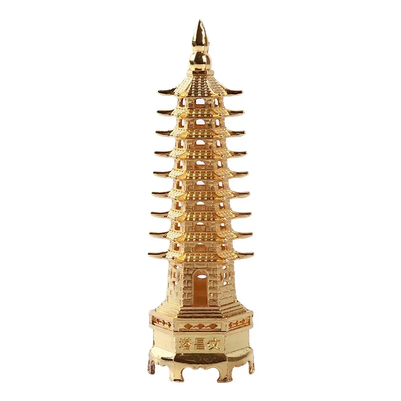 Feng Shui 9/13 Levels Alloy 3D Model Chinese Wenchang Pagoda Tower Crafts Statue Souvenir Home Decoration Metal Handicraft