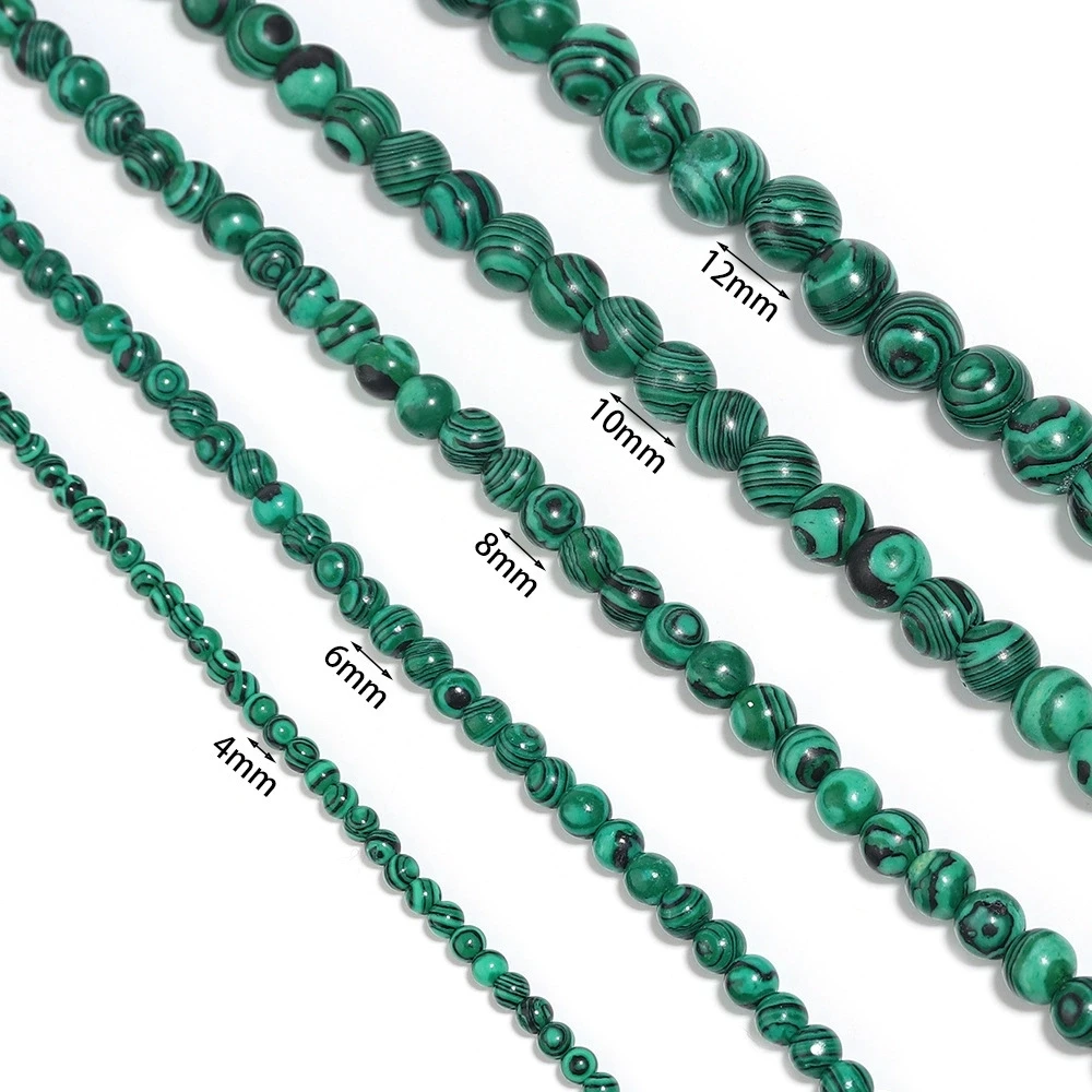 Natural Green Malachite Stone Beads 4/6/8/10/12mm Loose Spacer Bead for Jewelry Making Bracelet Necklace Accessories image 2
