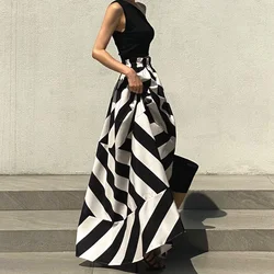 Vintage Maxi Skirt Midi  Long s for Women Korean Style Falda Larga Irregular Striped  Goth Mujer Moda 2024 New