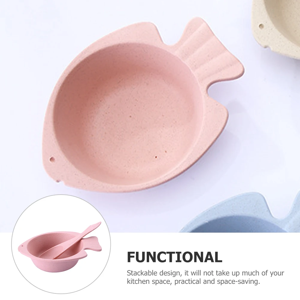 

1 Set Fish Shaped With Spoon Unbreakable Thickened Large Mouth Food Serving Bowl For Cereal Salad Rice Stackable Lightweight
