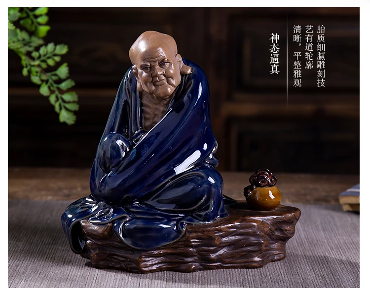 

Decoration of Chinese meditate on Arhat Statue Ceramic Figure---Shiwan Kiln