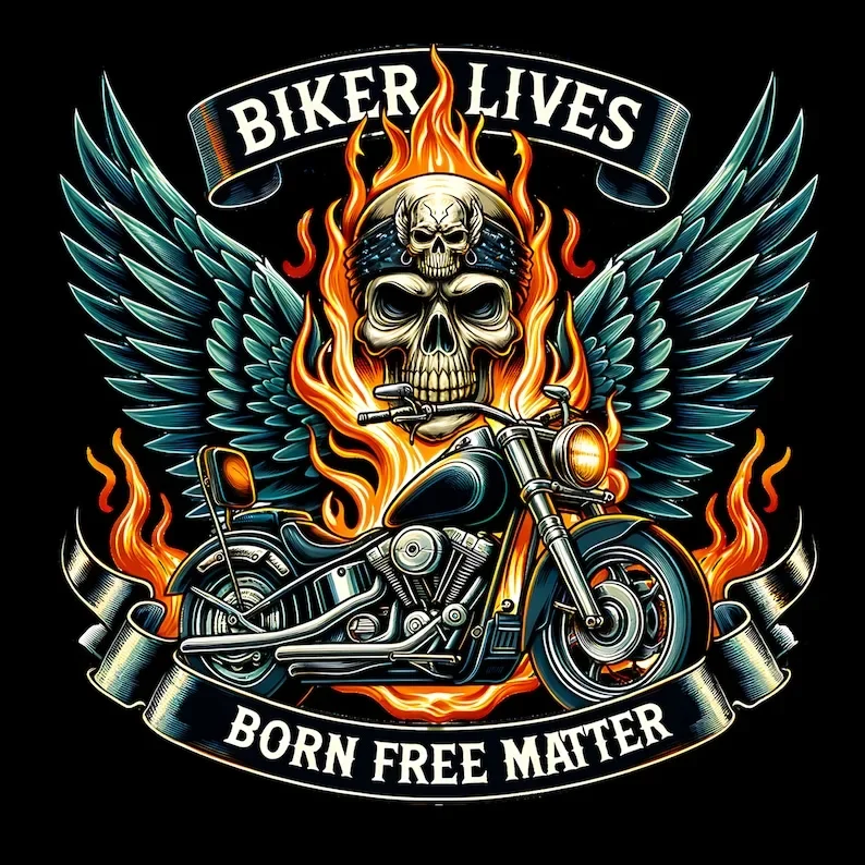Biker Lives Matter. Flame Motorcycle Rider Skull Motorcyclist T-Shirt 100% Cotton O-Neck Summer Short Sleeve Casual Mens T-shirt