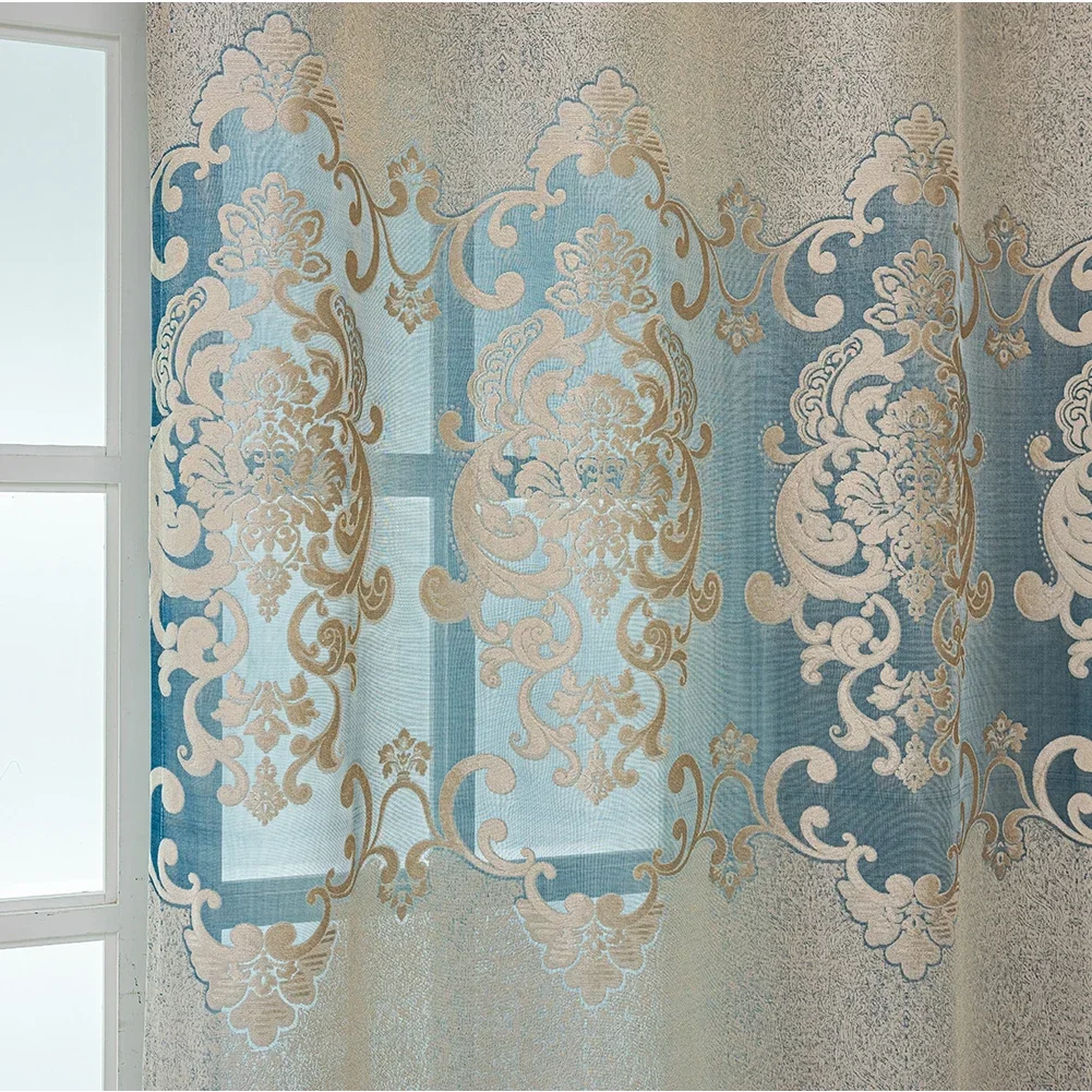 LEEJOOM Jacquard European Hollow-out Window Screen Tulle Curtains for Living Room Bedroom Balcony Drapes 1PC