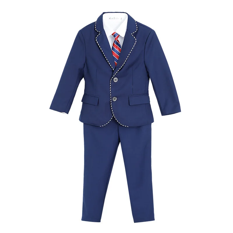 Boys Girls Formal Ceremony Costume Children\'s Brithish Style School Uniform Kids blue Jacket Pant/Skirt Photography Suit