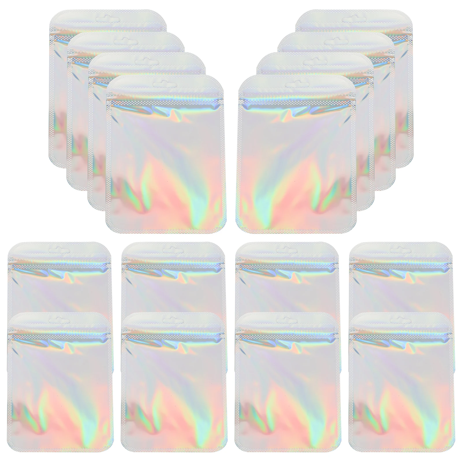 

50pcs 6 5x10cm Jewelry Packaging Bag Clear Self Seal Holographic Plastic Earring Organizer Waterproof for Gifts