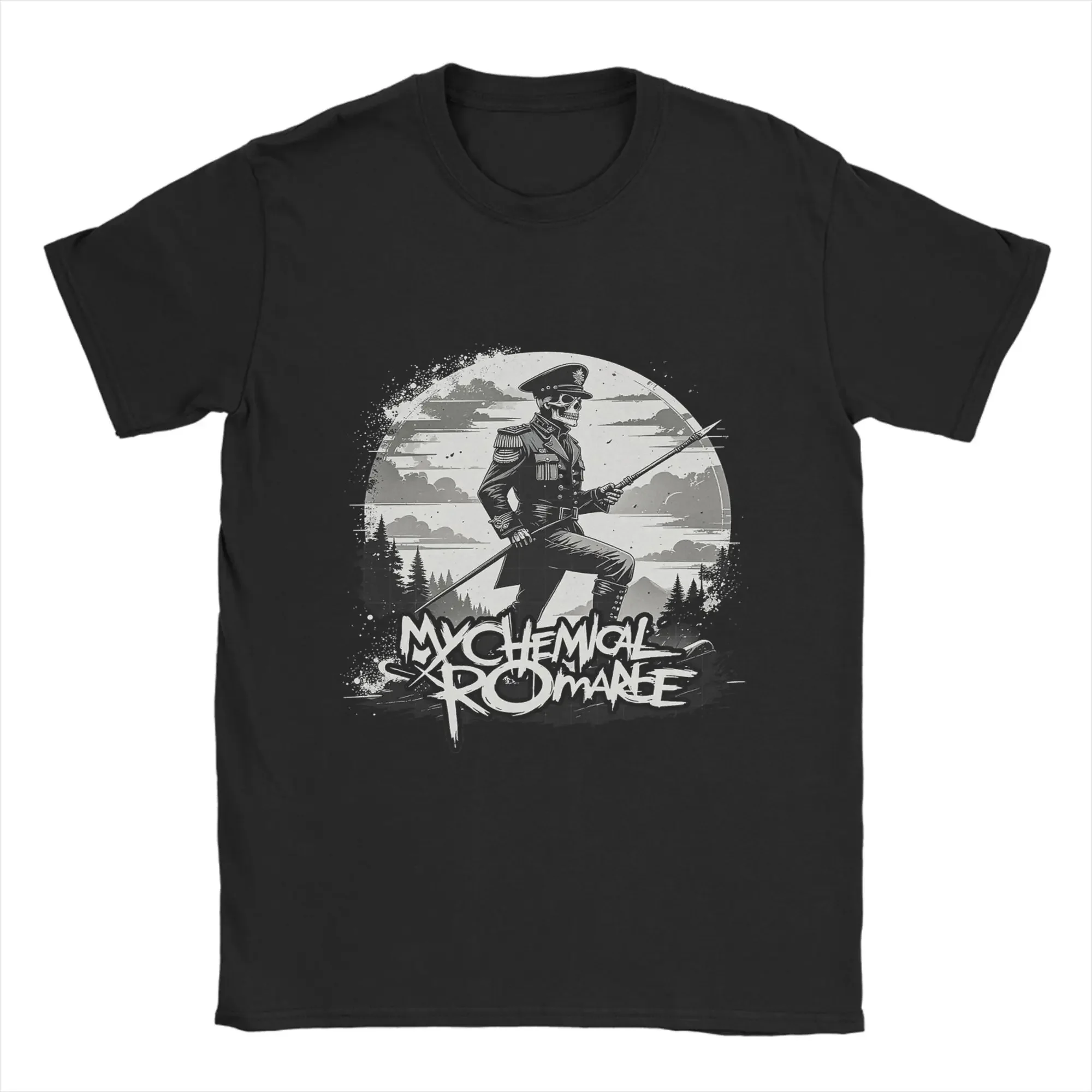 

cool My Chemical Skeleton Soldier Graphic Tee Men's Short Sleeve Crew Neck Cotton T-Shirt