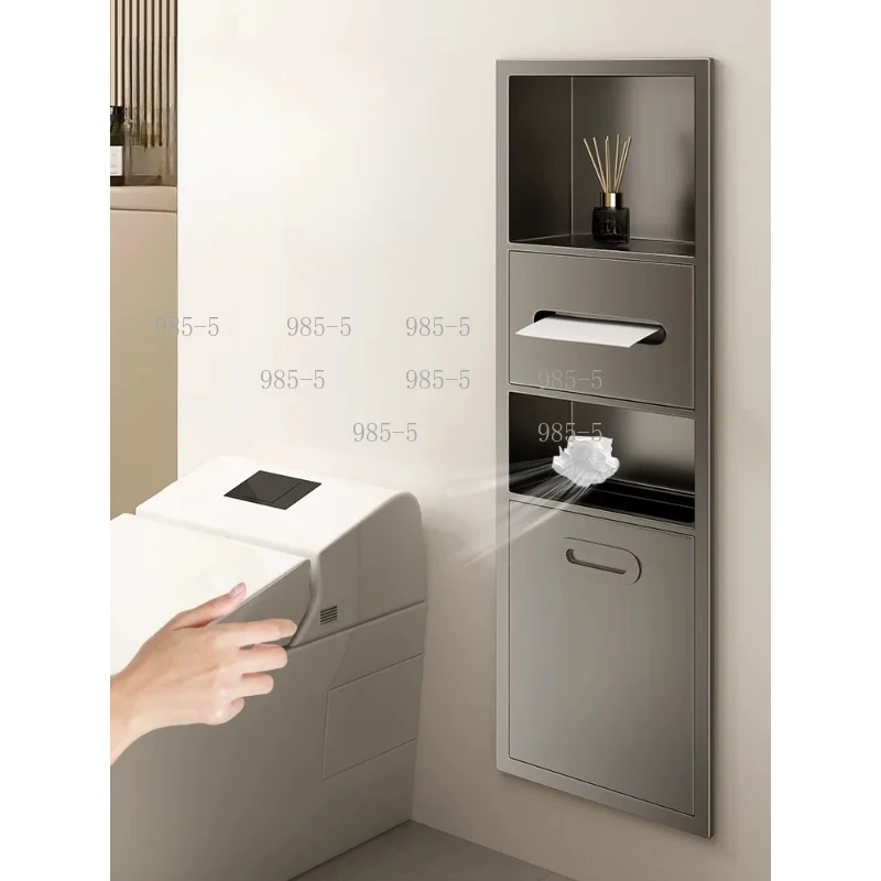 Wall‑Embedded Hidden Stainless Steel Niche Toilet Brush, Silicone Brush For Bathroom Toilet Side Installation