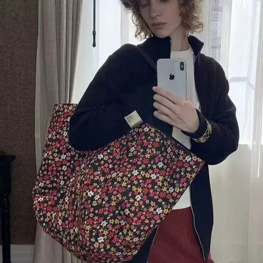 

Tote Bag Women 2025 Spring Autumn Available on Both Sides Printing High-Capacity Shoulder Bag Handbag
