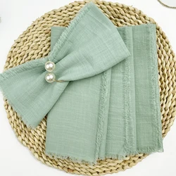 Wholesale 60PCS 33x33cm 100% Cotton Sage Green Napkin Reusable For Wedding Party Christmas Table Decor Retro Cloth Napkins