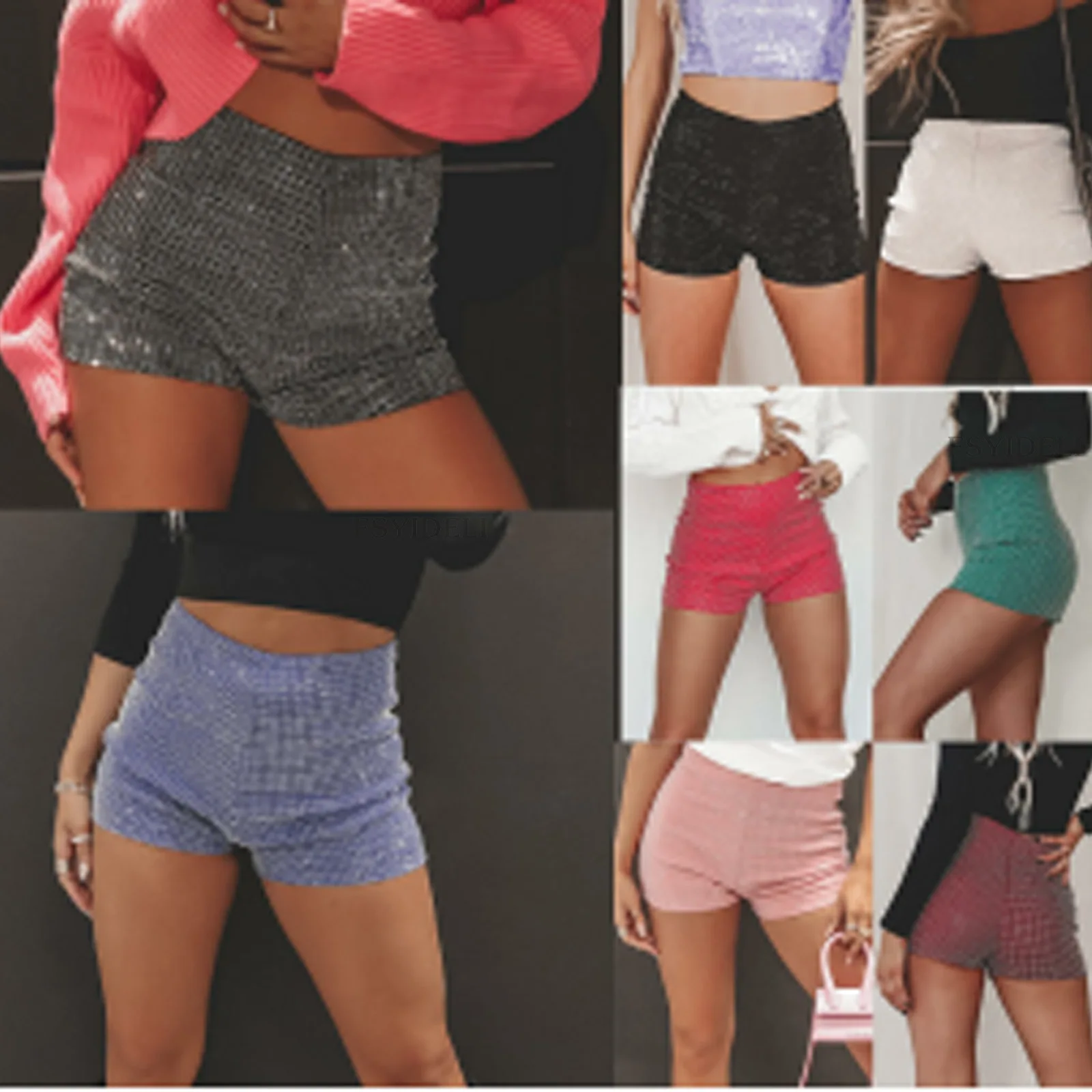 BKLD Women Clothing High Waisted Solid Color Polka Dot Shorts Sparkling Tight Shorts Sexy Night Club Outfits Y2k Summer 2024