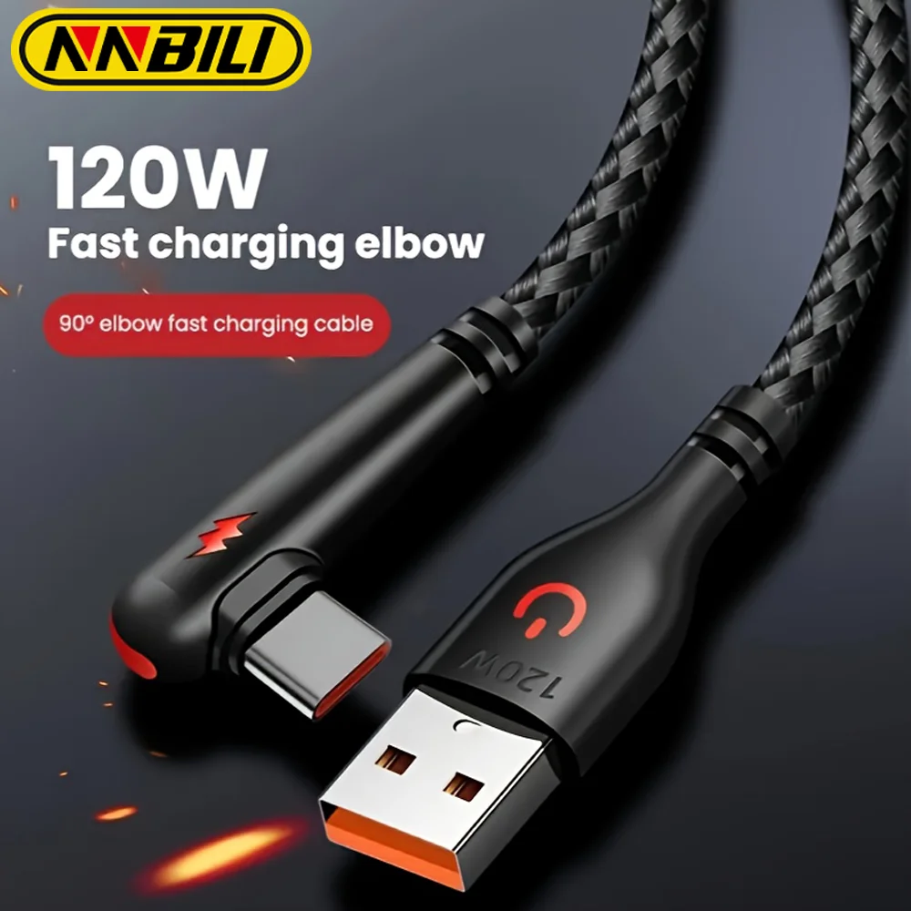 120W 6A 0.25m/1m/1.5m/2m Digital Accessories Super Fast Charging USB to Type-C Game Elbow Game Charging Cable for Samsung Millet
