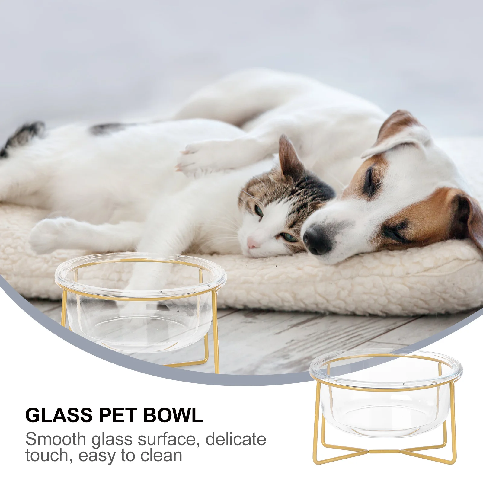 

Elevated Glass Pet Bowl 480ML 800ML Cat Dog Feeder Non Toxic Food Storage Container Hygienic Design Easy to Clean Dish